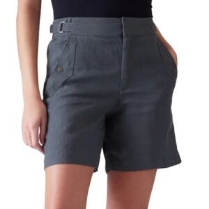 Athleta Voyager Linen Short Granite Blue Lightweight Summer Shorts Size 6